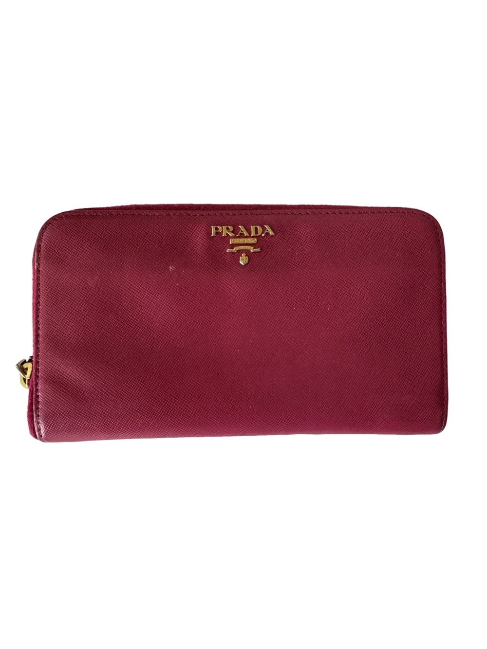 Prada pink saffiano leather wallet